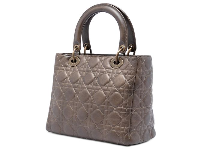 Dior Lady Dior in agnello metallizzato marrone misura Medium Bronzo - vista 2