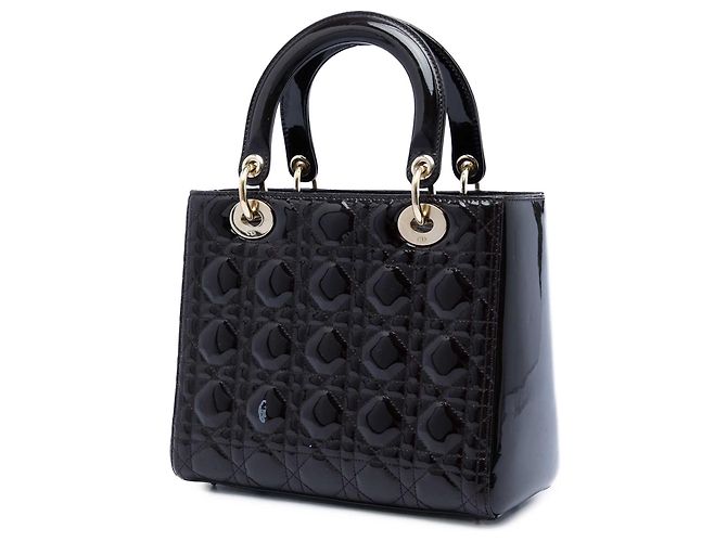 Lady Dior Cannage Dior in violetem Lackleder, Größe Medium Lila - Ansicht 2