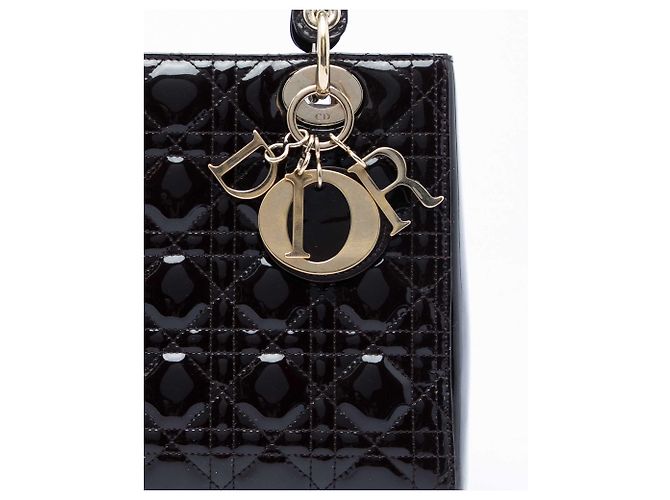 Lady Dior Cannage Dior in violetem Lackleder, Größe Medium Lila - Ansicht 5