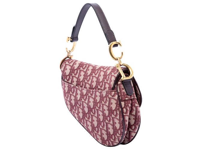 Borsa Saddle in tela Oblique Dior rossa mini Rosso Bordò - vista 2