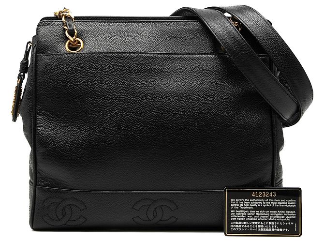 Borsa a Spalla Chanel Black Triple CC Caviar Nero - vista 7