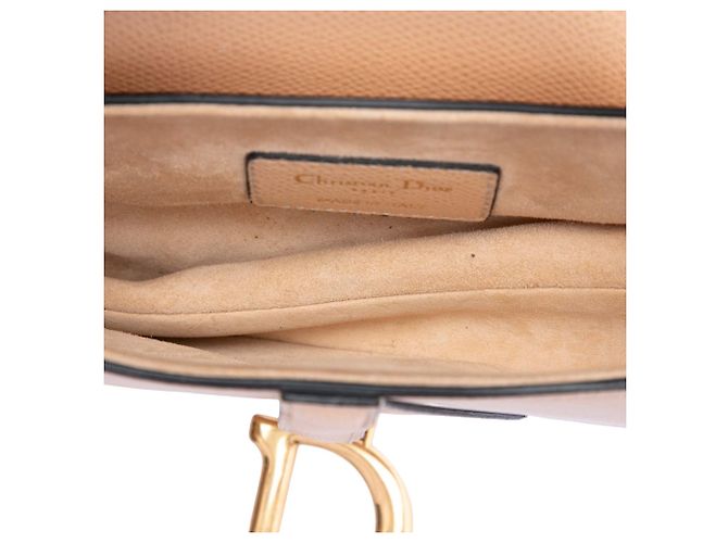 Borsa Saddle Dior beige in pelle di vitello granulata mini - vista 4