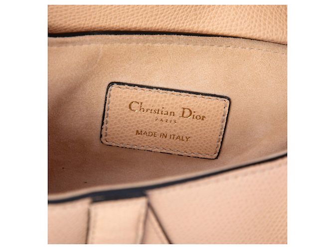 Borsa Saddle Dior beige in pelle di vitello granulata mini - vista 5