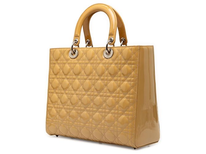 Dior Beige Large Patent Cannage Lady Dior - vista 2