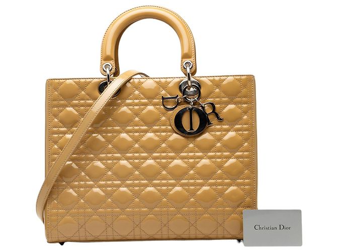 Dior Beige Large Patent Cannage Lady Dior - vista 8