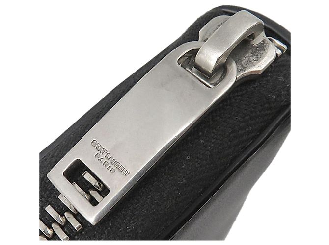 Saint Laurent Black Leather Tiny Cassandre Zip Around Long Wallet - view 12