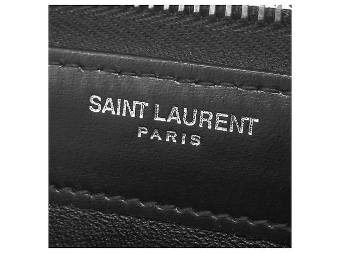 Saint Laurent Black Leather Tiny Cassandre Zip Around Long Wallet - view 6