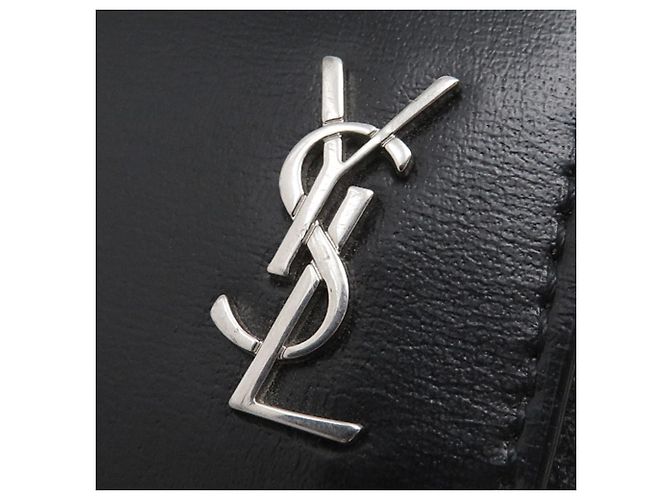Saint Laurent Black Leather Tiny Cassandre Zip Around Long Wallet - view 7