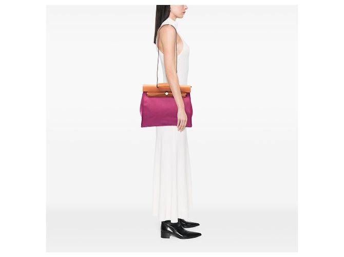 Hermès Pink Toile Herbag Zip 39 Rosa - vista 6