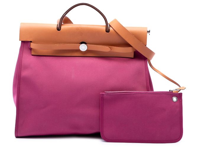 Hermès Pink Toile Herbag Zip 39 Rosa - vista 7