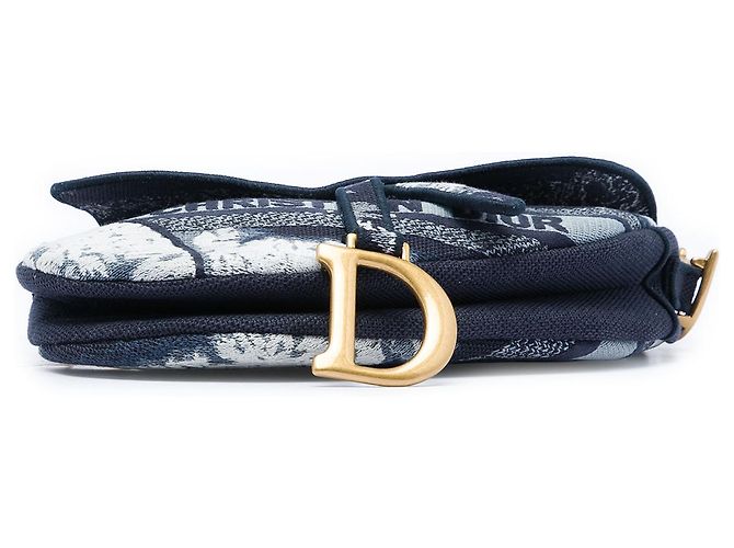 Bolsa Saddle em lona azul bordada com efeito tie dye Dior Azul marinho - vista 3
