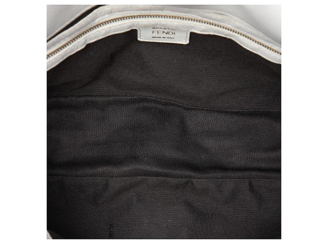 Borsa Baguette in Pelle con Logo Zucca in Rilievo Bianca Fendi Bianco - vista 4
