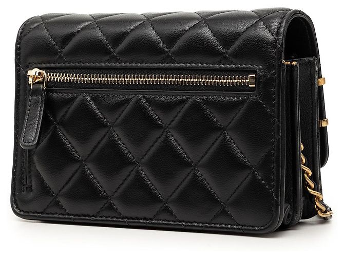 Chanel Black Mini CC gestepptes Lammleder Coco Clips Wallet on Chain Schwarz - Ansicht 2