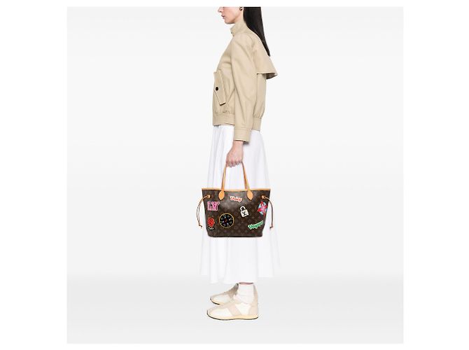 Louis Vuitton Brown Monogram Patches Neverfull MM Marrone - vista 6