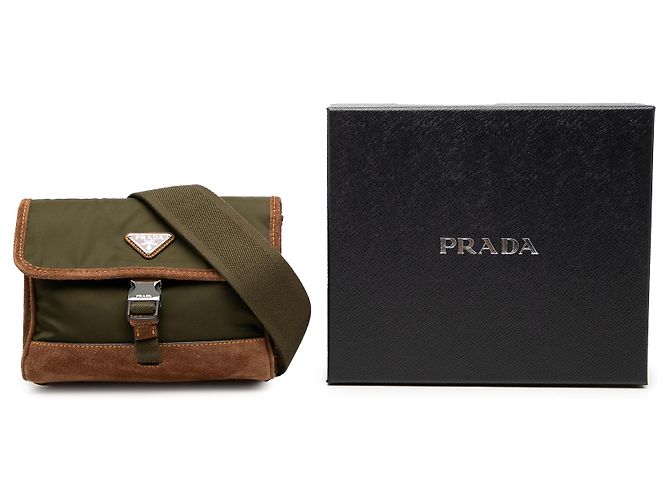 Custodia per smartphone in nylon Re con bordi in scamosciato verde Prada Verde oliva - vista 7