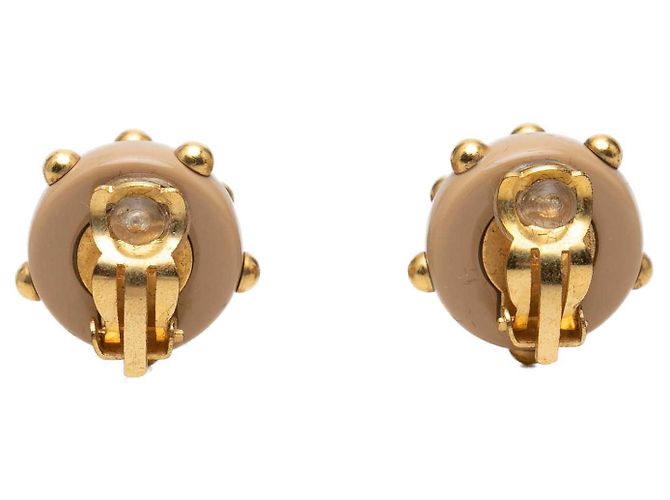 Orecchini a clip Chanel Beige CC in resina e placcati in oro - vista 2