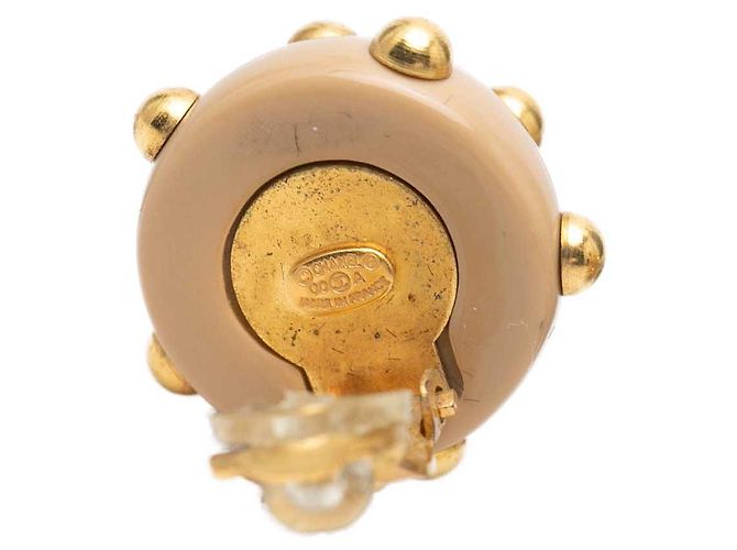 Orecchini a clip Chanel Beige CC in resina e placcati in oro - vista 3