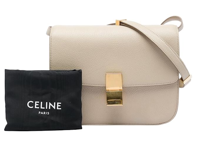 Céline Celine Beige Medium Goatskin Classic Box - vista 6