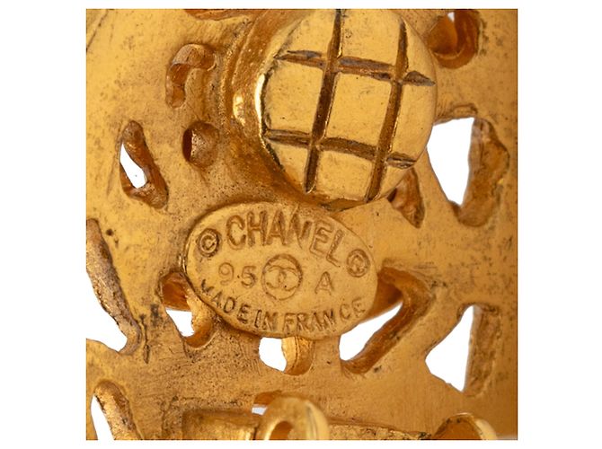 Orecchini Chanel Gold CC placcati oro con motivo barocco ovali a clip D'oro - vista 3