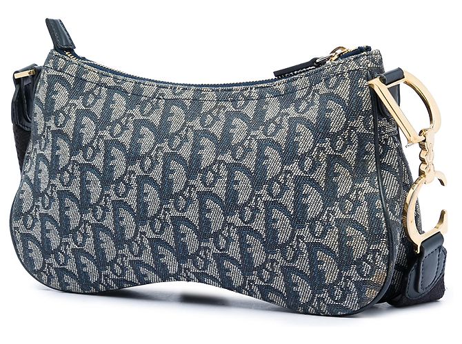 Dior Blue Diorissimo Canvas Trotter Double Saddle Crossbody Blu navy - vista 2