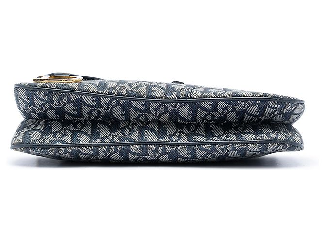 Dior Blue Diorissimo Canvas Trotter Double Saddle Crossbody Blu navy - vista 3