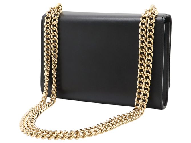 Louis Vuitton Black Leather Louise Chain MM Nero - vista 2