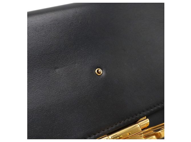 Louis Vuitton Black Leather Louise Chain MM Nero - vista 6