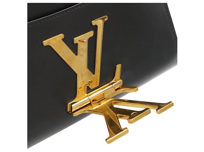 Louis Vuitton Black Leather Louise Chain MM Nero - vista 8