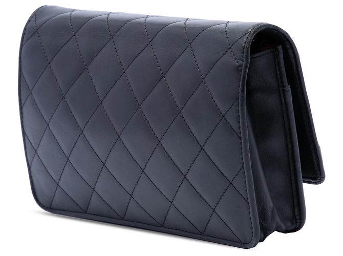 Portafoglio con catena Chanel Black Quilted Lambskin Cambon Ligne Nero - vista 2
