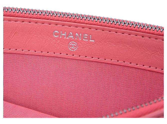 Clutch Chanel Gabrielle in pelle di vitello invecchiata trapuntata rosa con doppia zip e catena - vista 5