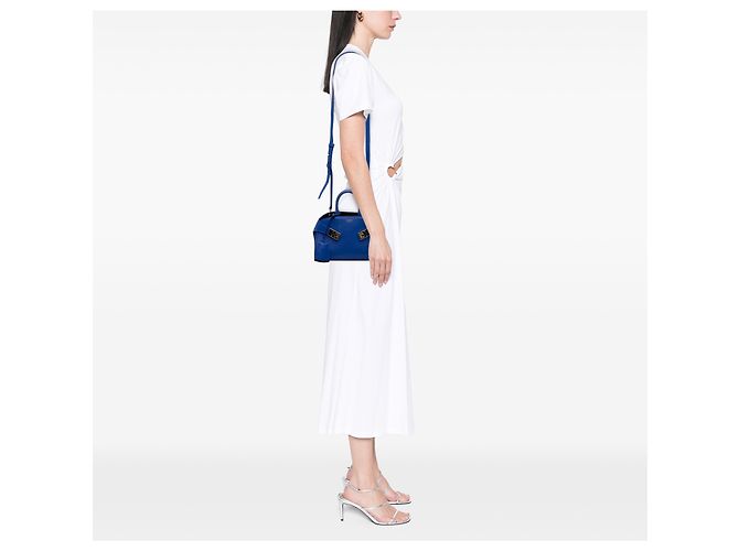 Salvatore Ferragamo Borsa Hug in pelle di vitello blu Ferragamo XS - vista 6