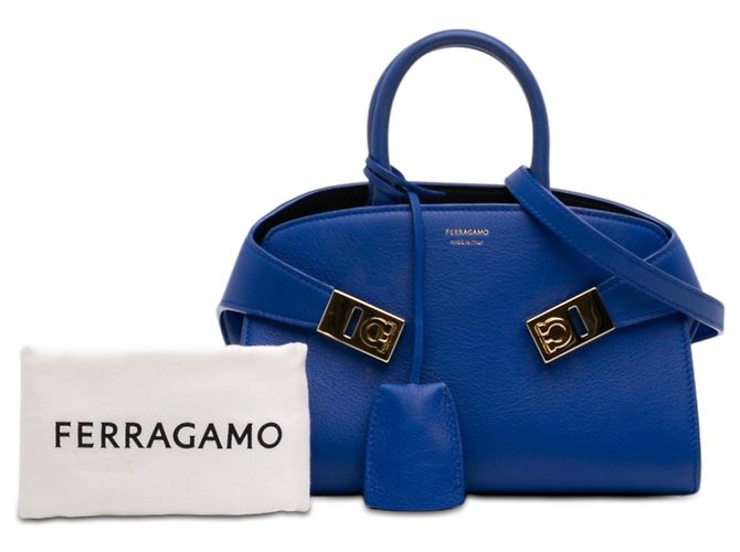 Salvatore Ferragamo Borsa Hug in pelle di vitello blu Ferragamo XS - vista 7