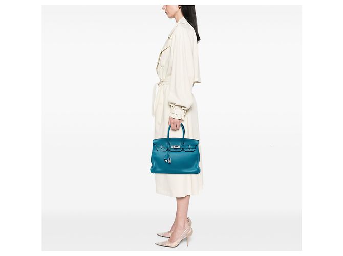 Hermès Blue Clemence Verso Birkin Retourne 35 - vista 6