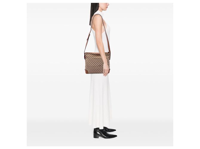 Gucci Beige GG Canvas Web Crossbody - vista 6