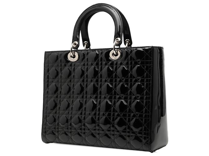 Dior Black Large Patent Cannage Lady Dior Nero - vista 2
