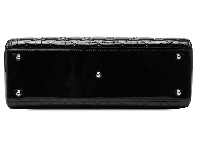 Dior Black Large Patent Cannage Lady Dior Nero - vista 3