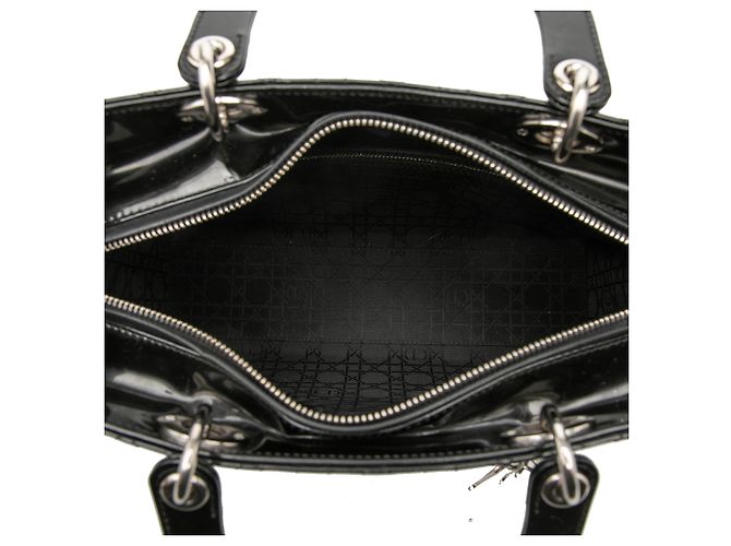 Dior Black Large Patent Cannage Lady Dior Nero - vista 4