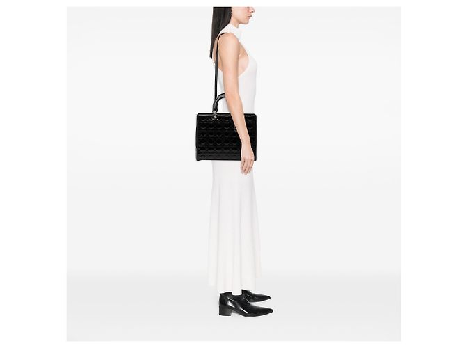 Dior Black Large Patent Cannage Lady Dior Nero - vista 6