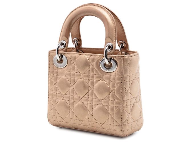 Dior Mini Lady Dior in agnello cannage iridescente oro D'oro - vista 2