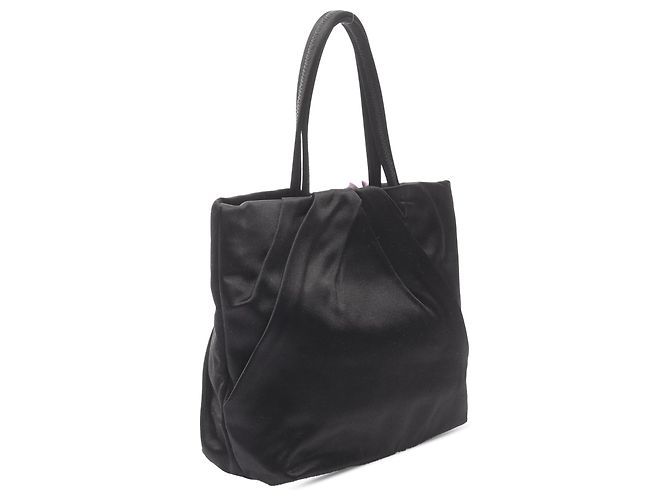 Tote Borsa in raso floreale nero Prada - vista 2