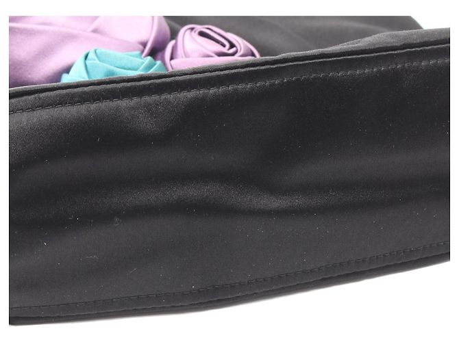Tote Borsa in raso floreale nero Prada - vista 6