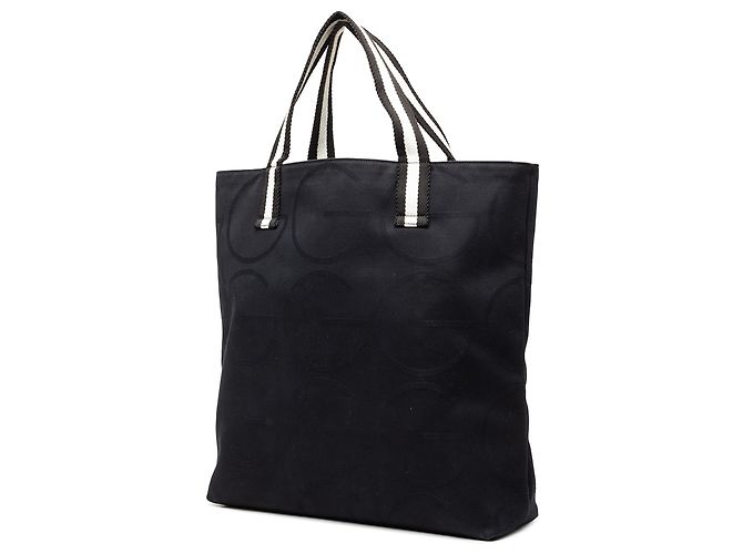 Tote Gucci in tela nera con monogramma G e banda Web Nero - vista 2