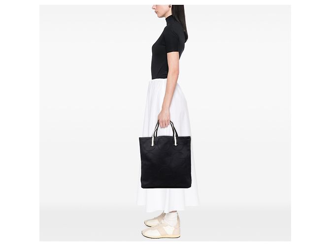 Tote Gucci in tela nera con monogramma G e banda Web Nero - vista 6