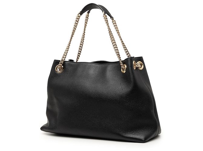 Gucci Black Medium Calfskin Soho Chain Tote Nero - vista 2