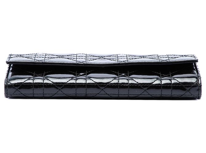 Dior Black Patent Cannage Lady Dior Wallet On Chain - view 3
