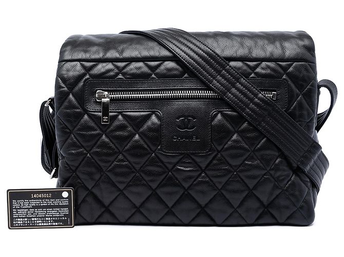 Borsa a tracolla Chanel Black Large Quilted Caviar Coco Cocoon Nero - vista 7