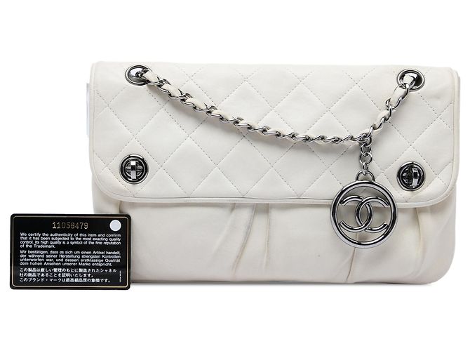 Chanel Blanco CC Acolchado de Cordero Doble Cierre Giratorio - vista 6