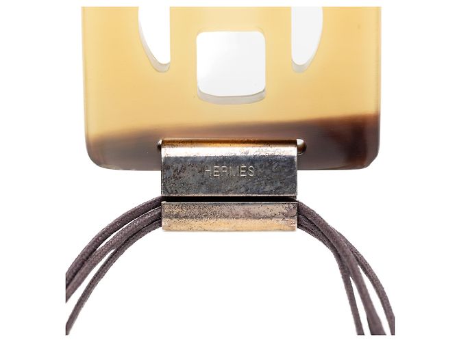 Collana con pendente quadrato in corno di bufalo marrone Hermès - vista 3