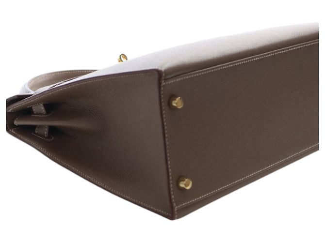 Hermès Kelly II Sellier in pelle Epsom marrone 32 Taupe - vista 11