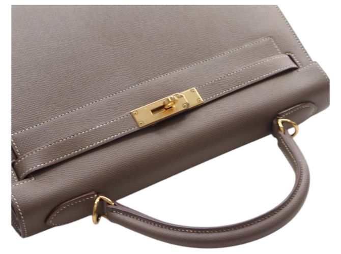 Hermès Kelly II Sellier in pelle Epsom marrone 32 Taupe - vista 13